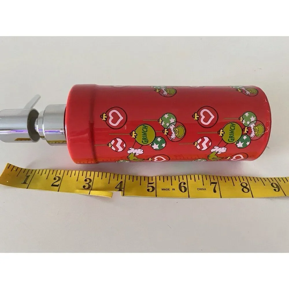 De. Seuss The Grinch Ceramic Soap Dispenser Pump Christmas Ornaments‎ Red NEW